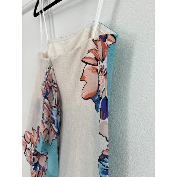 BCBG Floral Beach Strapless Maxi Dress Womens Sz 2 Vacation Coastal Fairy Whimsy - Picture 12 of 14